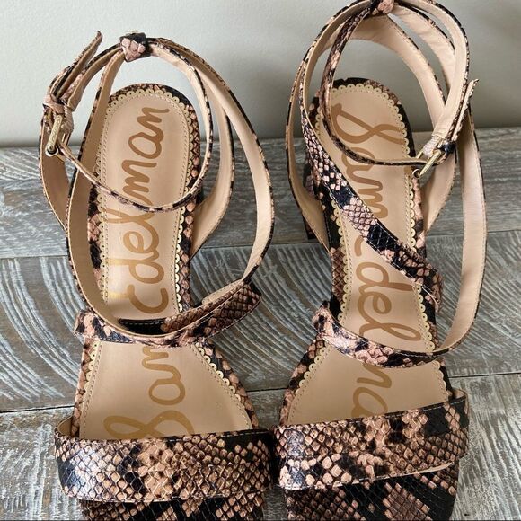 Nwob-sam Edelman- Sammy Snake Print Wrap Around Block Heel Sandal (Size:9.5) - Picture 7 of 10